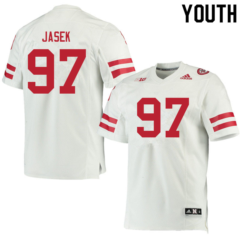 Youth #97 Josh Jasek Nebraska Cornhuskers College Football Jerseys Sale-White - Click Image to Close